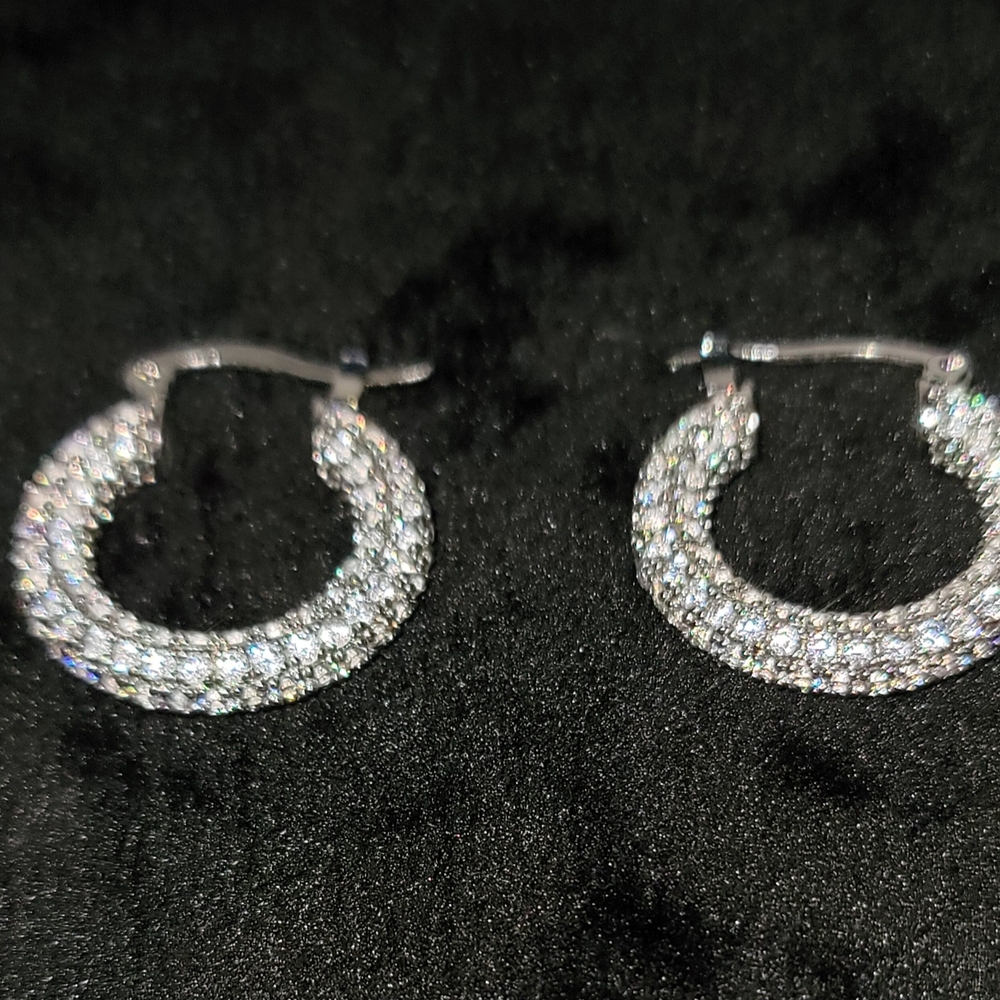 Sparkling Silver Hoop Earrings